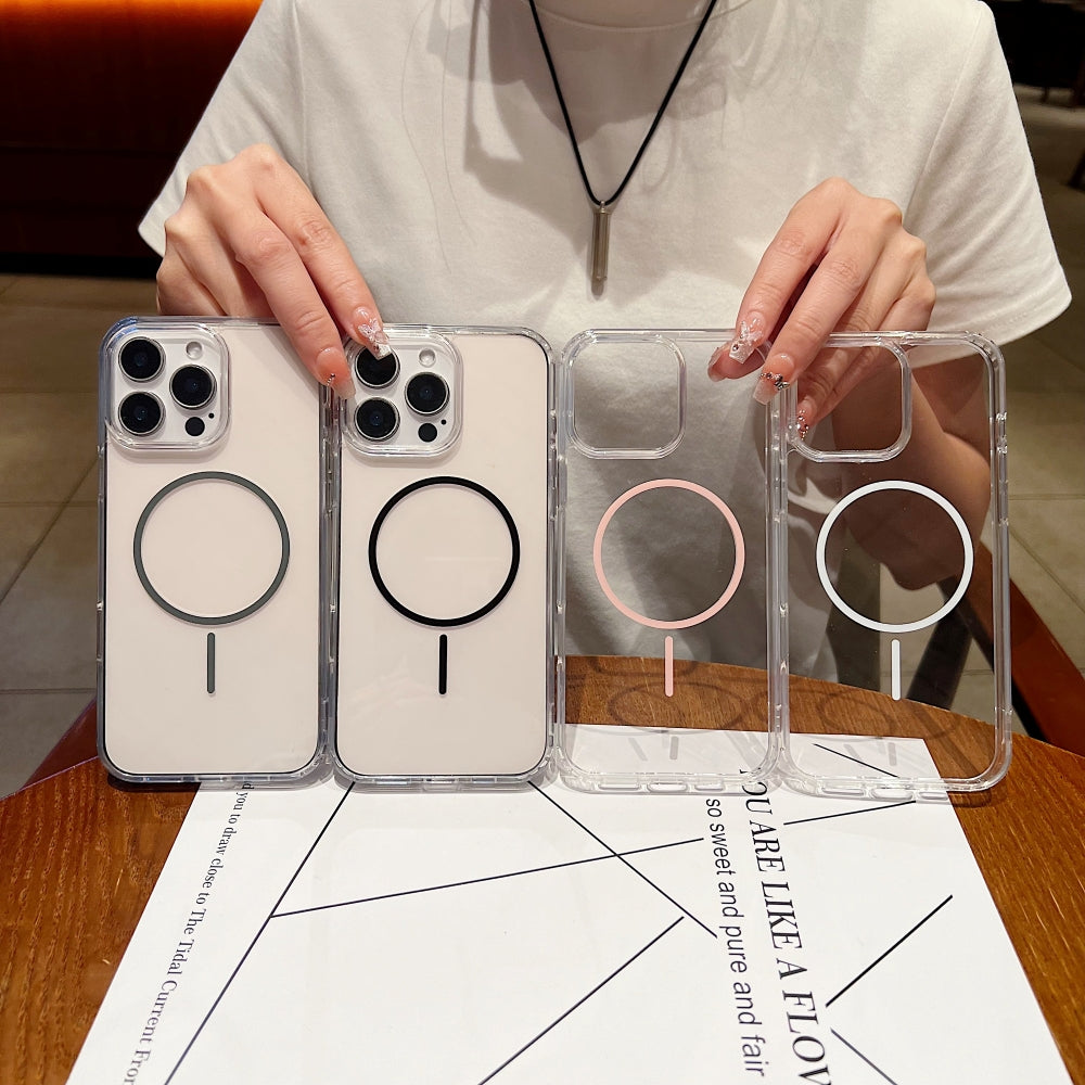 Transparent Flock Lining Magsafe Phone Case