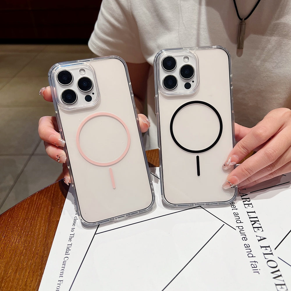 Transparent Flock Lining Magsafe Phone Case