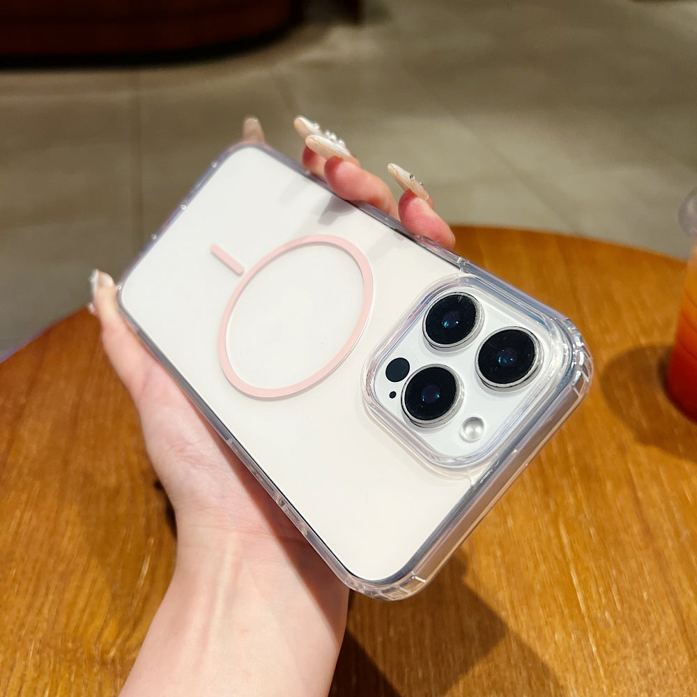 Transparent Flock Lining Magsafe Phone Case