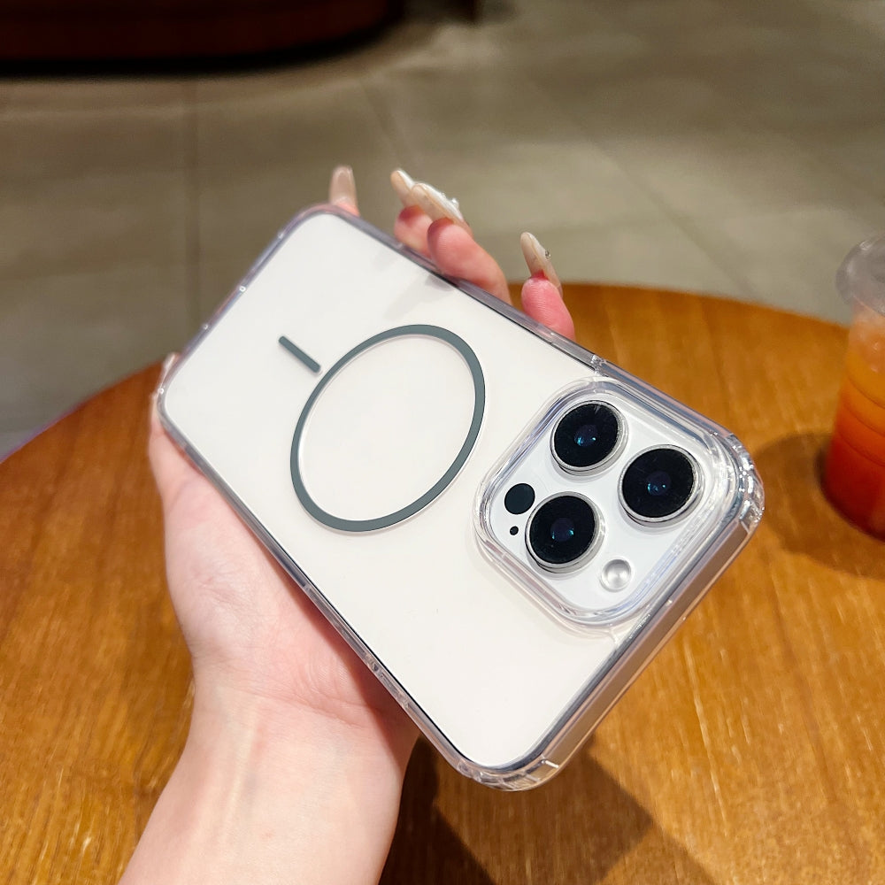 Transparent Flock Lining Magsafe Phone Case