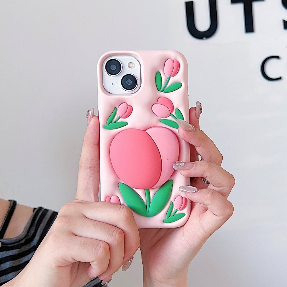 Tulip Stand Silicone TPU (Soft) Phone Case | Mobile Cover - iPhone 13