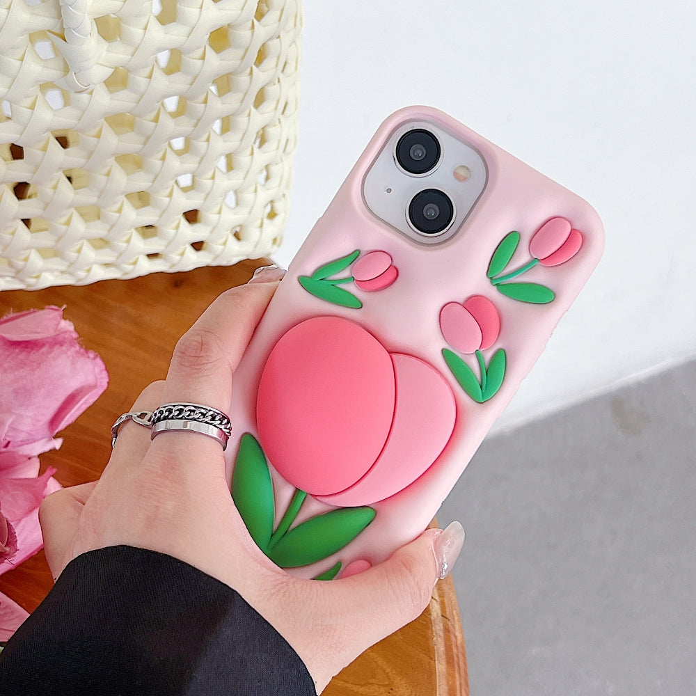 Tulip Stand Silicone TPU (Soft) Phone Case | Mobile Cover - iPhone 13