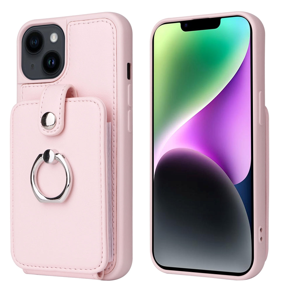 Vintage Pouch PU Leather Phone Case with 360 Degree Ring Holder Stand - iPhone 11