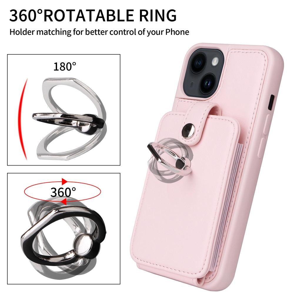 Vintage Pouch PU Leather Phone Case with 360 Degree Ring Holder Stand - iPhone 11
