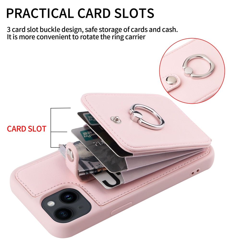 Vintage Pouch PU Leather Phone Case with 360 Degree Ring Holder Stand - iPhone 11