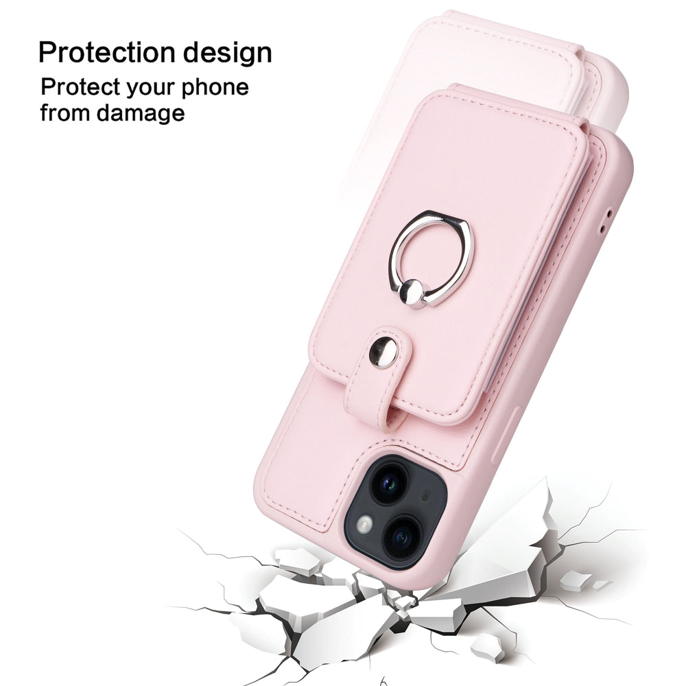 Vintage Pouch PU Leather Phone Case with 360 Degree Ring Holder Stand - iPhone 11