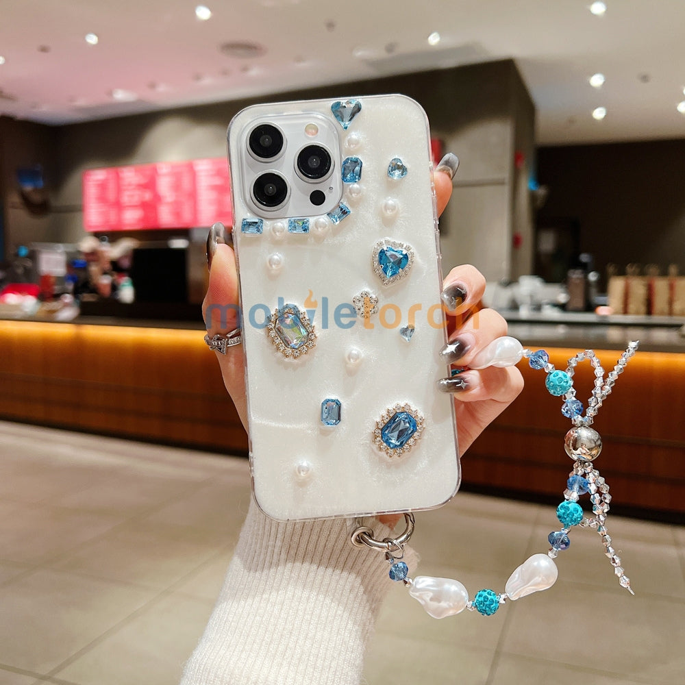 White Rubber Gel Coating Colorful Stone Phone Case - iPhone 13