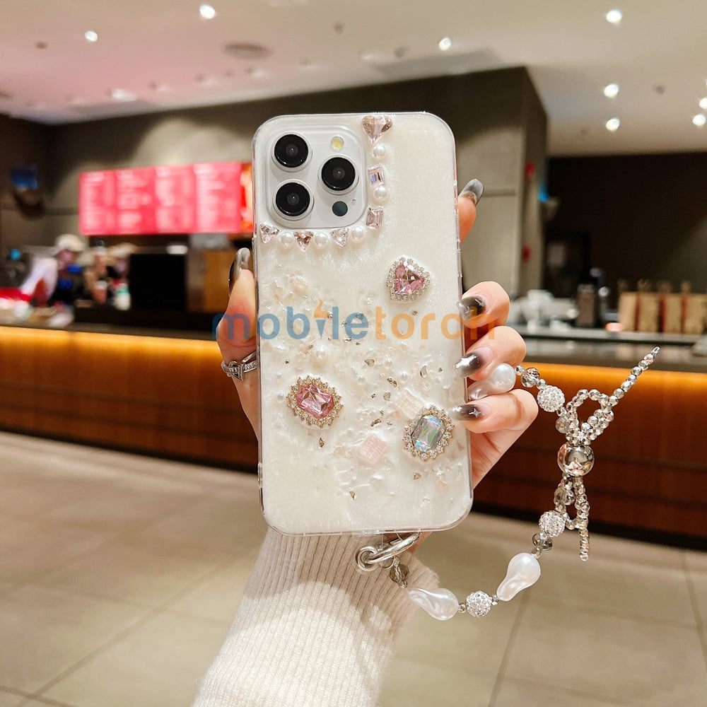 White Rubber Gel Coating Colorful Stone Phone Case - iPhone 13