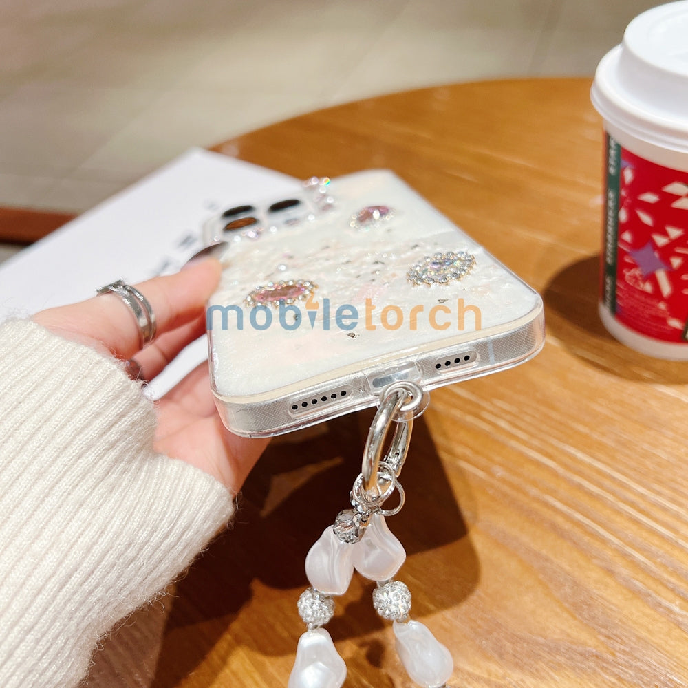 White Rubber Gel Coating Colorful Stone Phone Case - iPhone 13