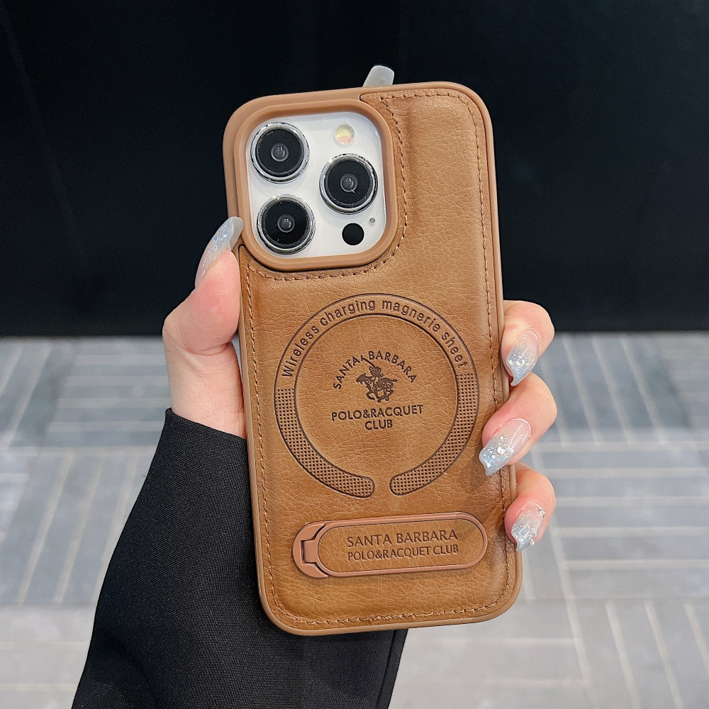 Wireless Charging PU Leather Rugged Kickstand Phone Case - Samsung S22