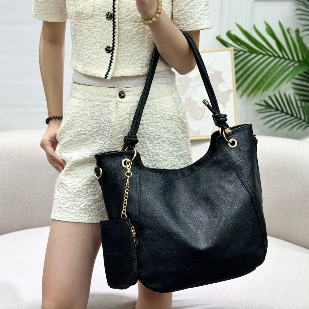 Women Fashion Large Capacity Bag | PU Leather Tote Shoulder Bag with Mini Pocket