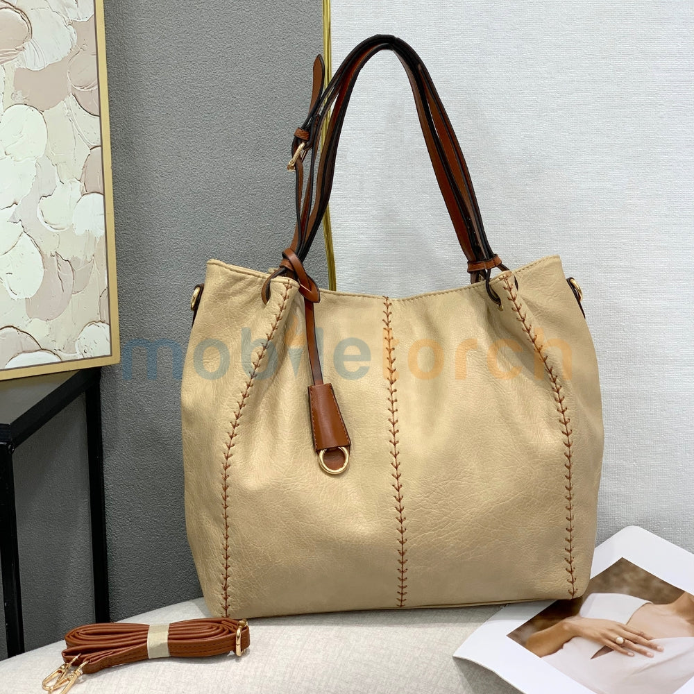 Women Leather Shoulder Zipper Bag | Oversized PU Leather Tote With Detachable Shoulder Strap