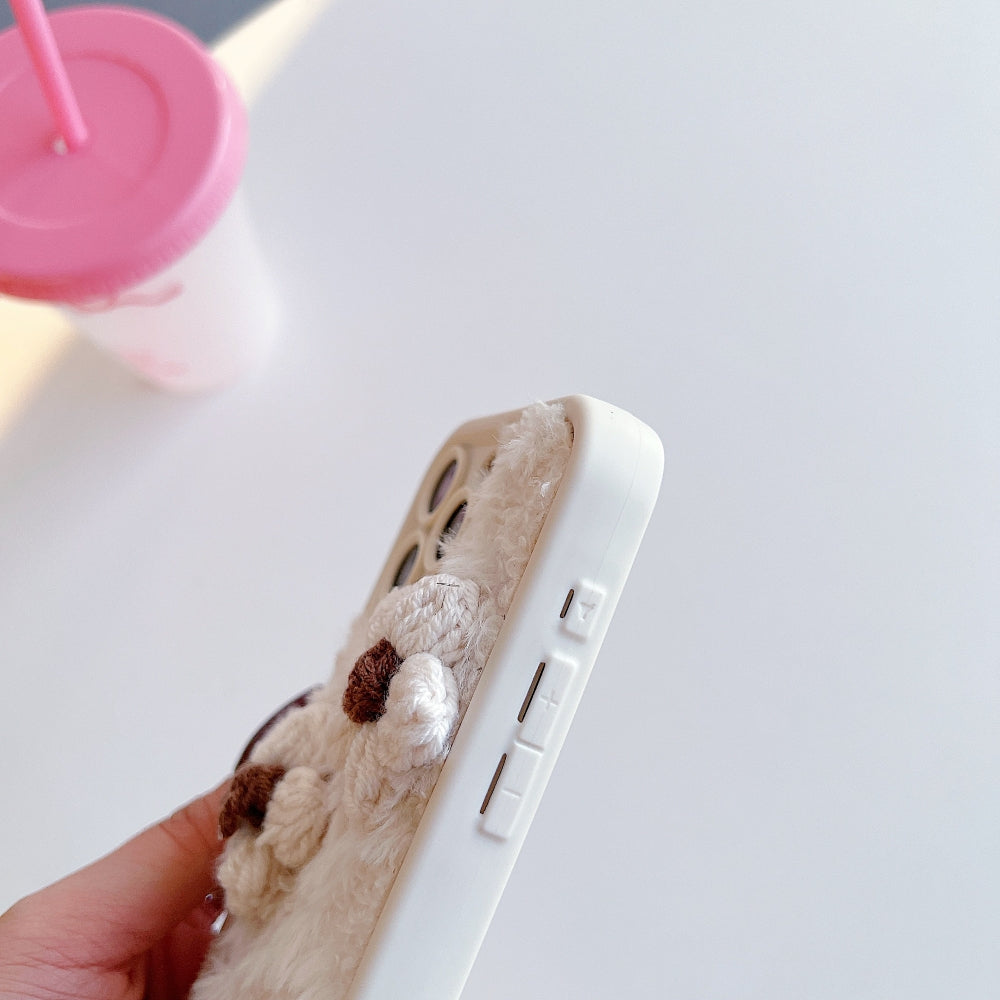 Woolen Flower Furry TPU (Soft) Camera Protection Phone Case with Bracelet - iPhone 15 Pro Max