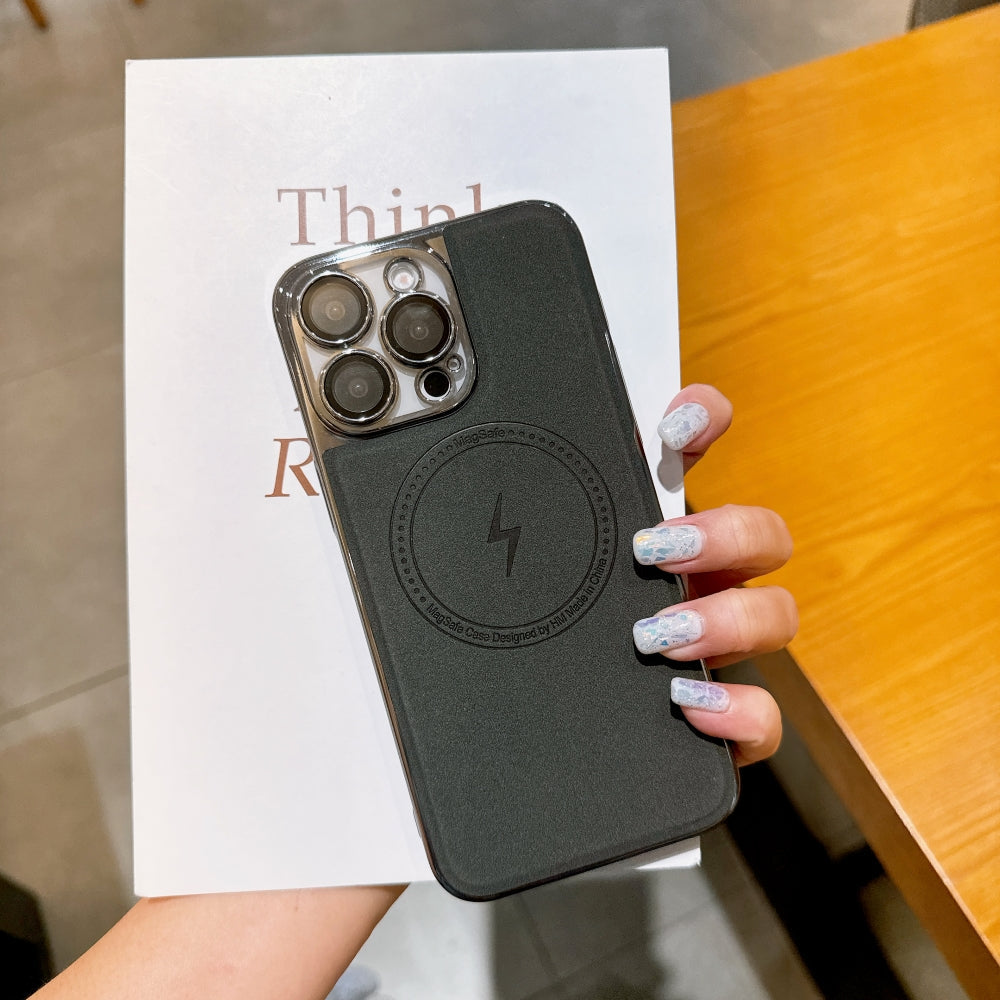 Magnetic Wireless Charge Shockproof Leather Phone Case - iPhone 15 Pro Max