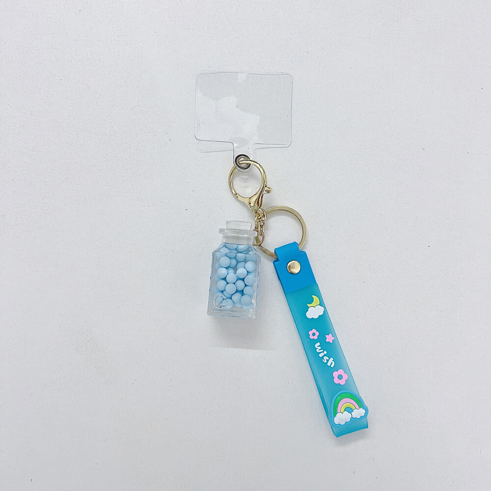 Beads Floating Liquid Bottle Keychain | Handbag Charm