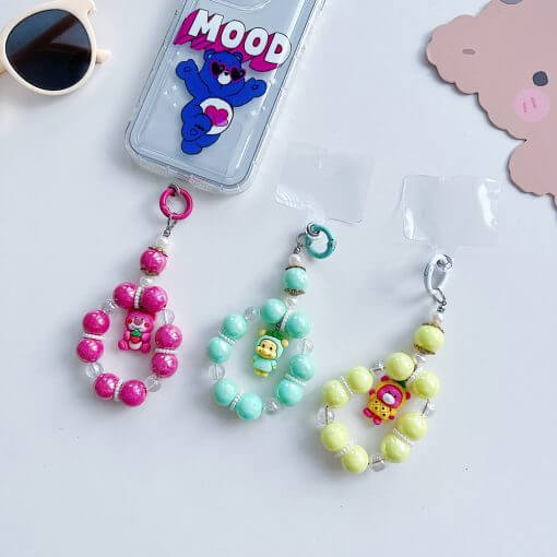 Luxury Color Chain Bunny Rhinestone Beads Mobile Charm | Handbag Charm