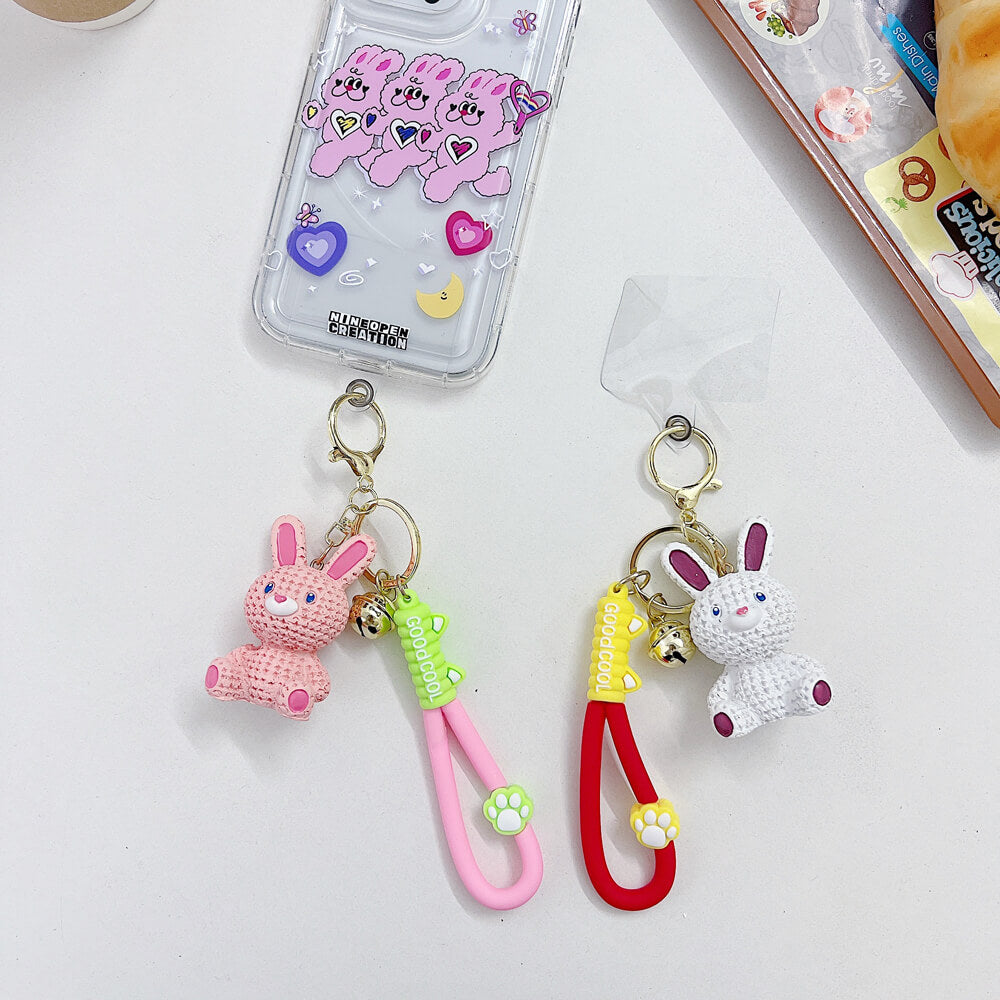 Creative Wool Design Rabbit Cartoon Flower Toy Keyring | Phone Charm | Purse Charm