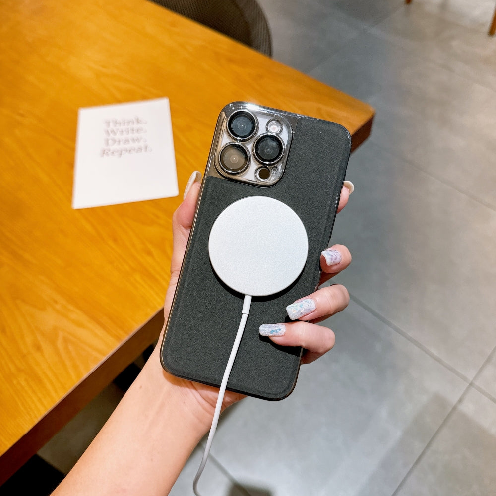 Magnetic Wireless Charge Shockproof Leather Phone Case - iPhone 15 Pro Max