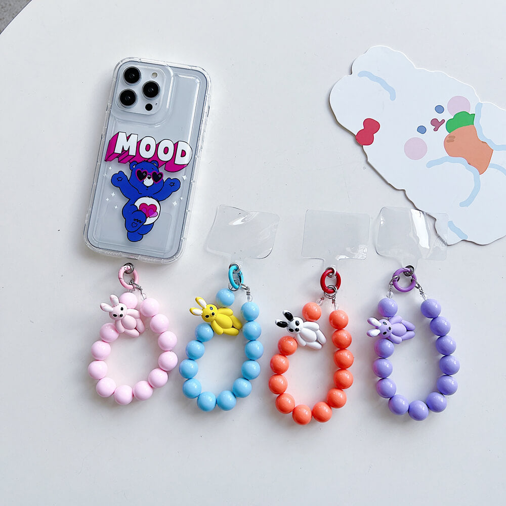 Colorful Bead Bracelet Bunny Pendant Bracelet Mobile Charm | Purse Charm