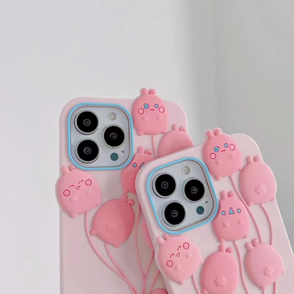 Luxury 3D Balloon Rabbit Silicone Soft Cover - iPhone 14
