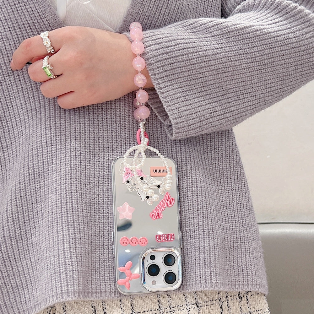 3D Creative Toy Graphic Mirror Phone Case With Bracelet