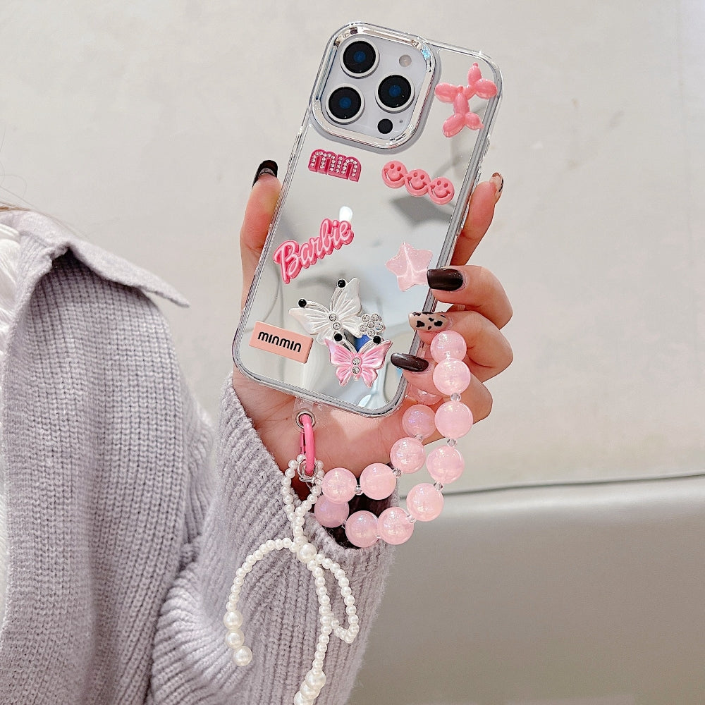 3D Creative Toy Graphic Mirror Phone Case With Bracelet