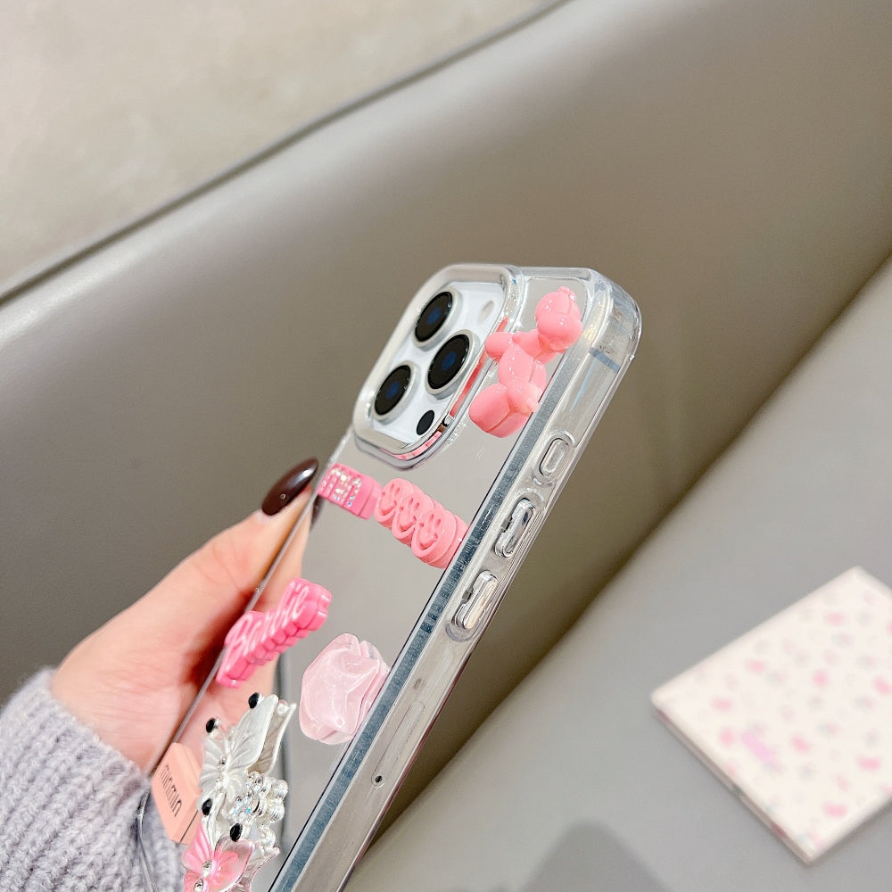 3D Creative Toy Graphic Mirror Phone Case With Bracelet