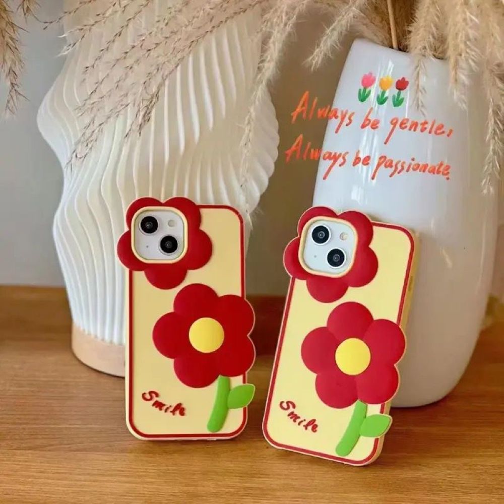 3D Flower Cartoon Shockproof Silicone Phone Cover
