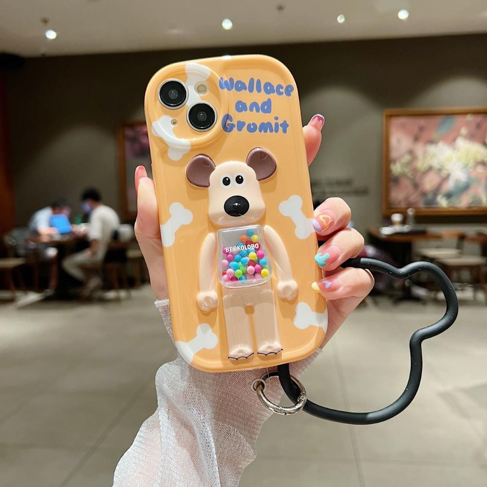 3D Machine Bear Soft Phone Case With Random Color Bracelet