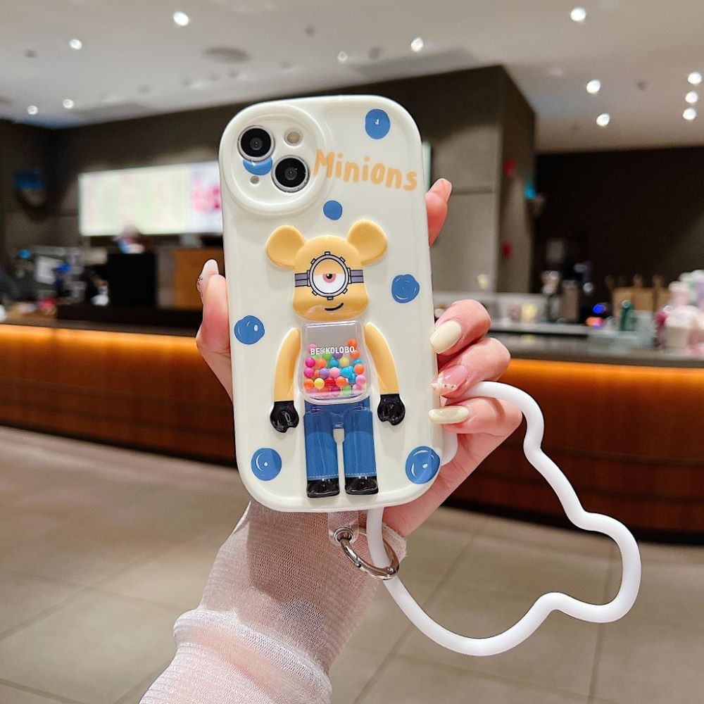 3D Machine Bear Soft Phone Case With Random Color Bracelet