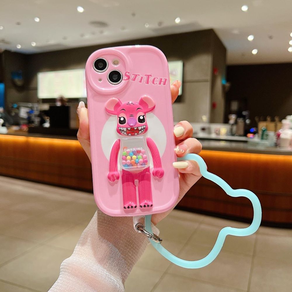 3D Machine Bear Soft Phone Case With Random Color Bracelet