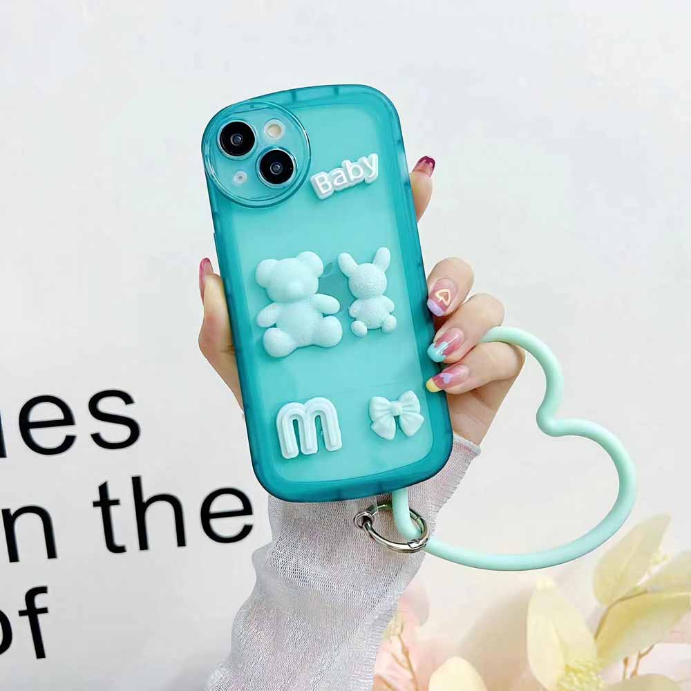 3D Teddy Ornament Heart Bracelet Color Transparent TPU Cover - Mi 12C