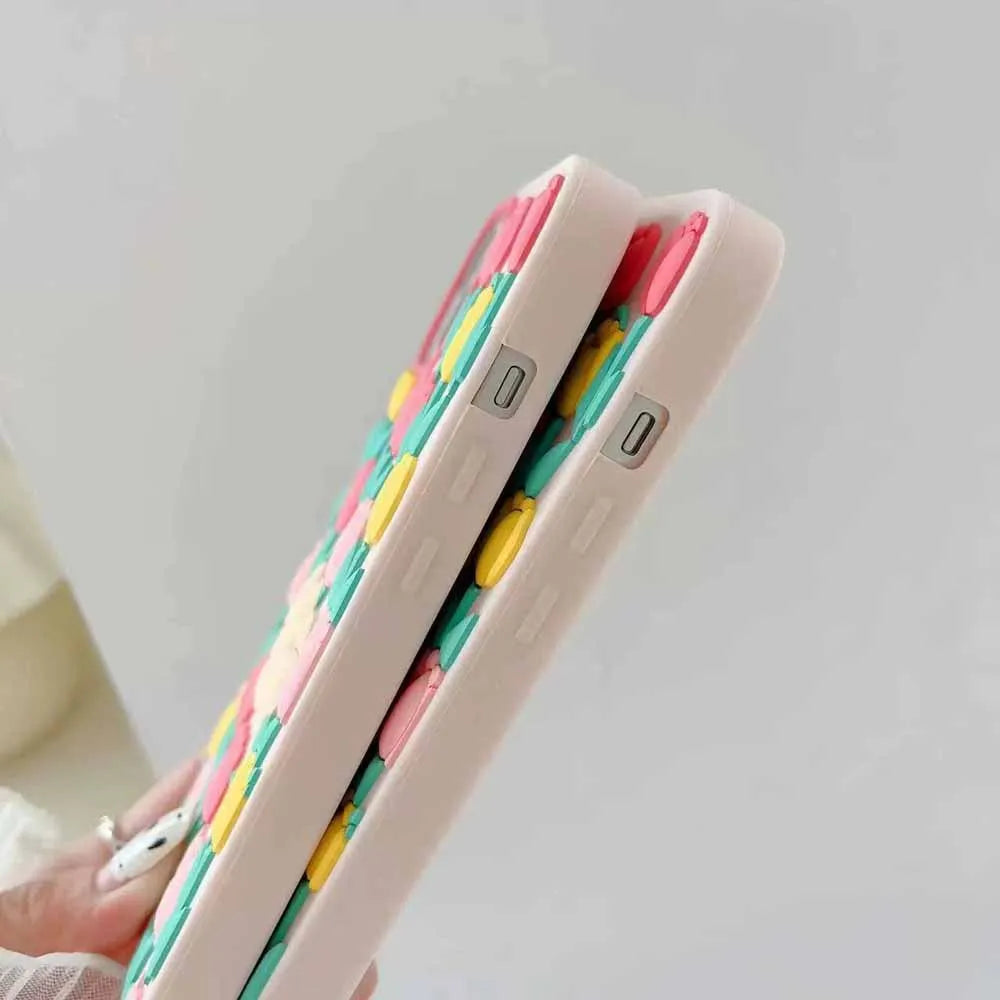 3D Tulip Flower Silicone Shockproof Cover - iPhone 12 Pro Max