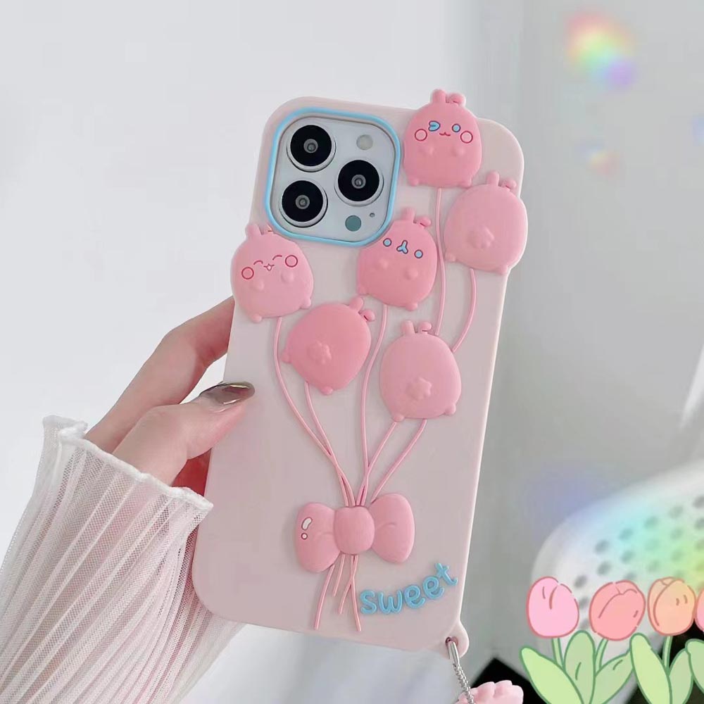 Luxury 3D Balloon Rabbit Silicone Soft Cover - iPhone 14