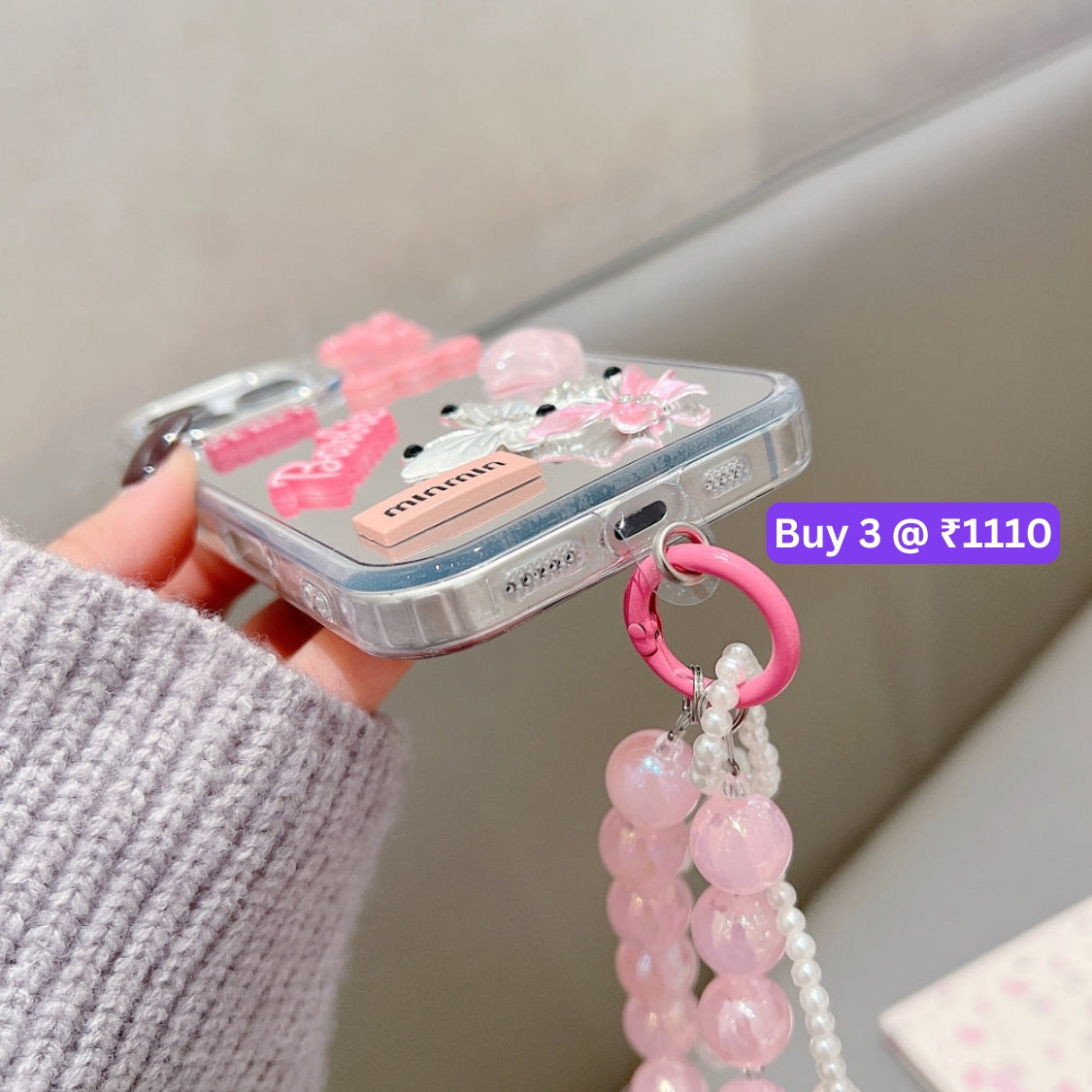 3D Creative Toy Graphic Mirror Phone Case With Bracelet - Samsung S25 Ultra
