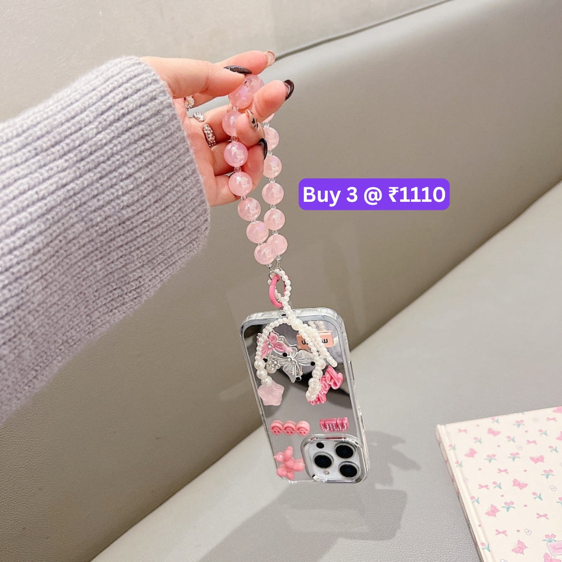 3D Creative Toy Graphic Mirror Phone Case With Bracelet - Samsung S25 Ultra