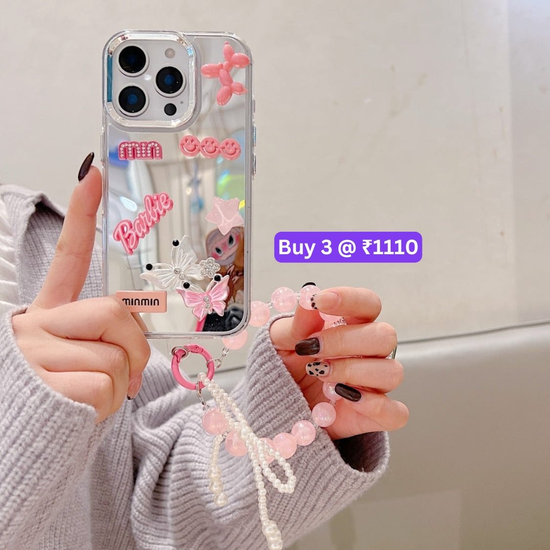 3D Creative Toy Graphic Mirror Phone Case With Bracelet - Samsung S25 Ultra
