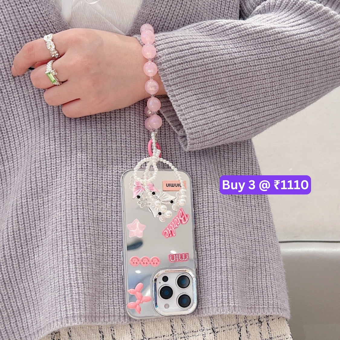 3D Creative Toy Graphic Mirror Phone Case With Bracelet - Samsung S25 Ultra