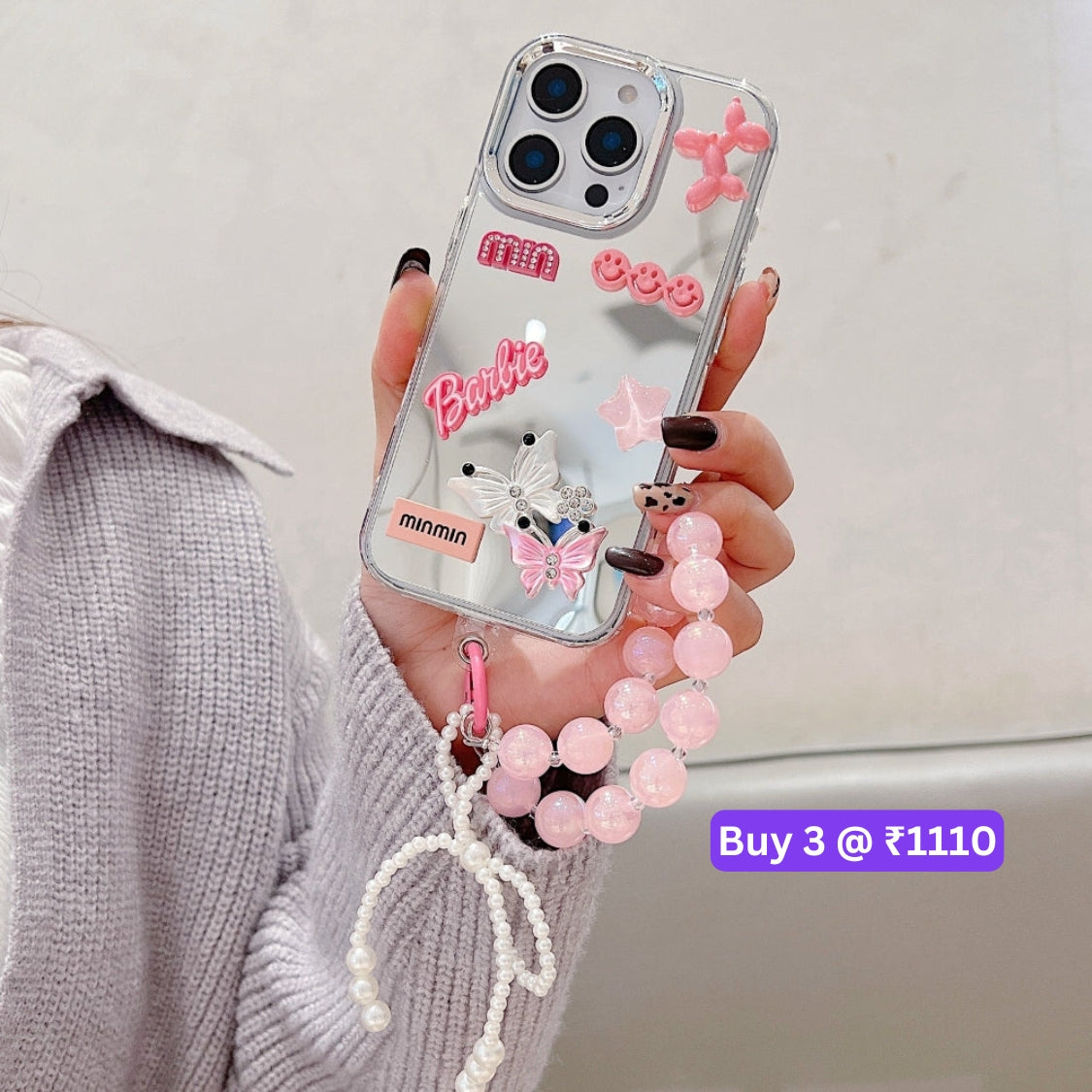 3D Creative Toy Graphic Mirror Phone Case With Bracelet - Samsung S25 Ultra