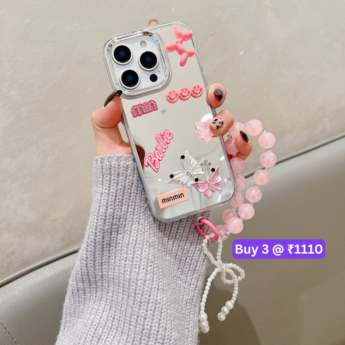 3D Creative Toy Graphic Mirror Phone Case With Bracelet - Samsung S25 Ultra