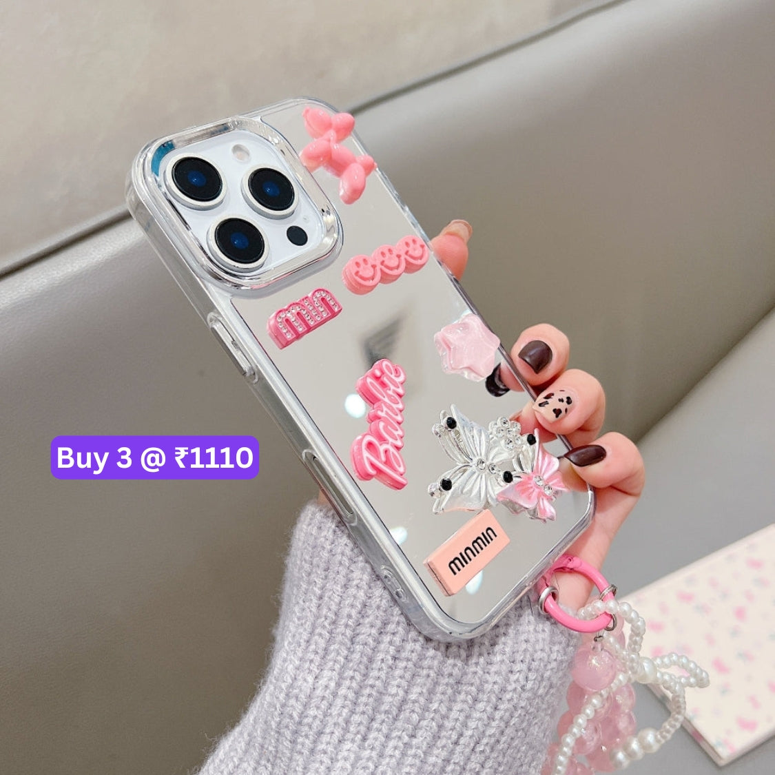 3D Creative Toy Graphic Mirror Phone Case With Bracelet - Samsung S25 Ultra