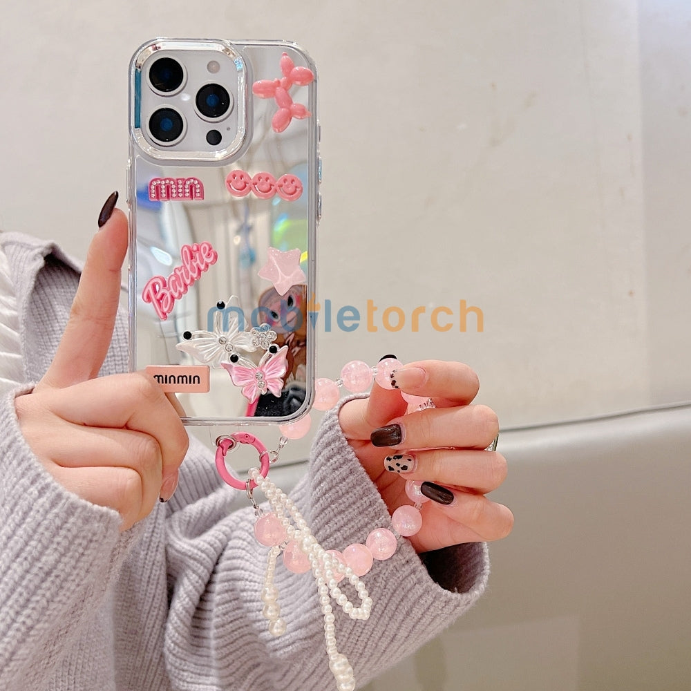 3D Creative Toy Graphic Mirror Phone Case With Bracelet - iPhone 13 Pro Max