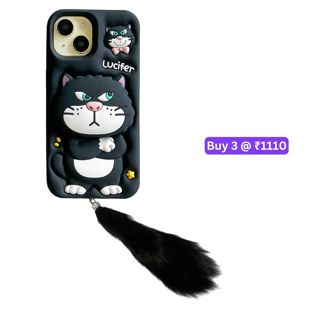 3D Cute Cat Holder Silicone Soft Phone Case - iPhone 16 Pro Max