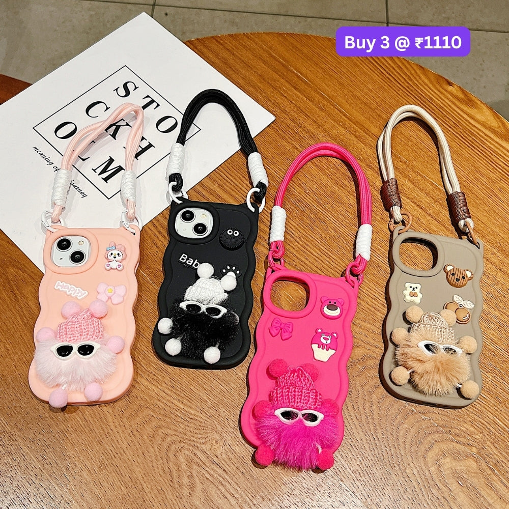 3D Ear Wave with Cute Specs Fur Cartoon TPU (Soft) Phone Case | Mobile Cover - Samsung A56