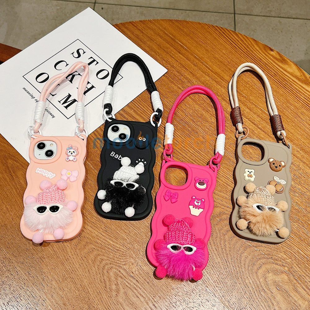 3D Ear Wave with Cute Specs Fur Cartoon TPU (Soft) Phone Case | Mobile Cover - iPhone 14 Pro Max
