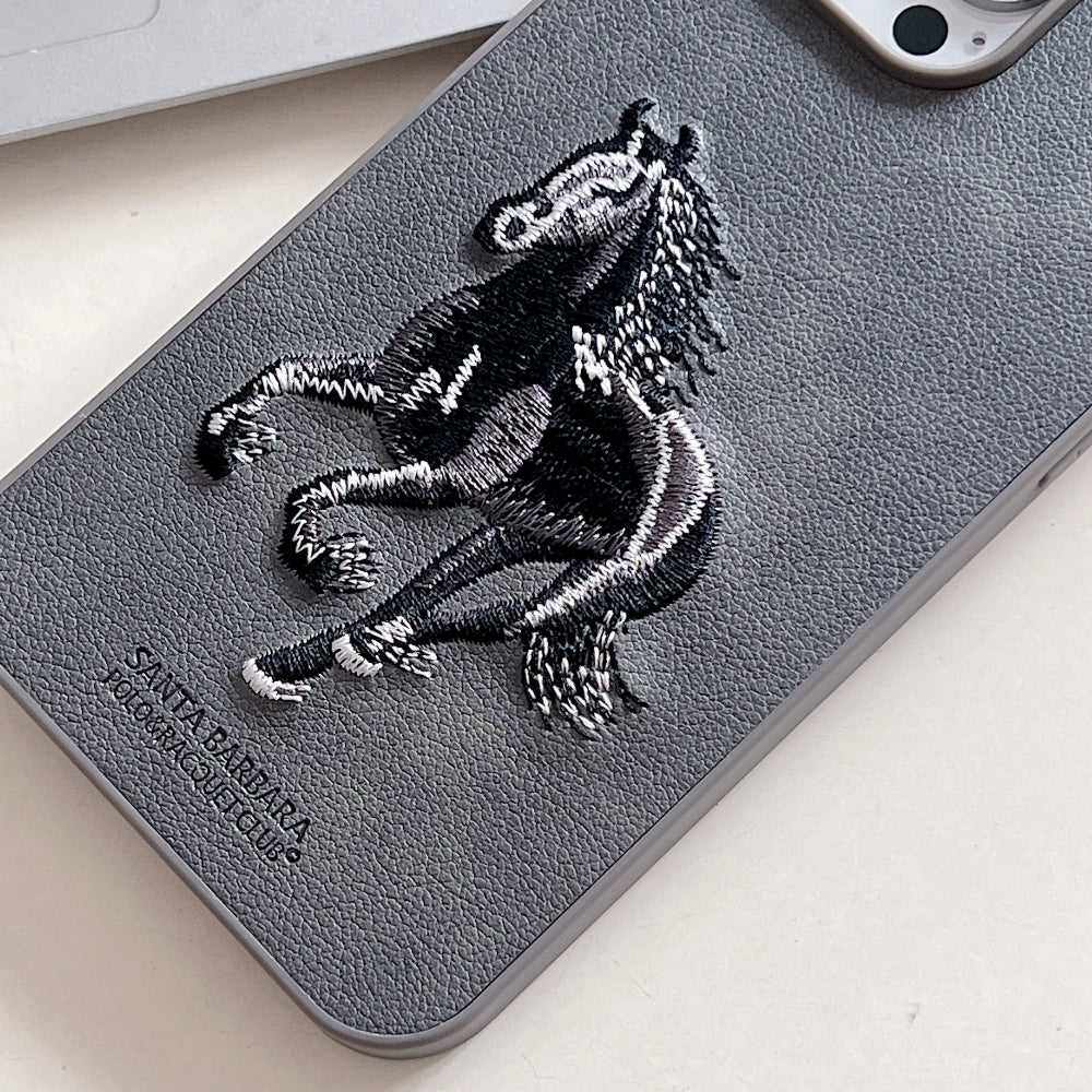 3D Embroided Horse Design PU Leather Phone Case - Samsung S20 FE