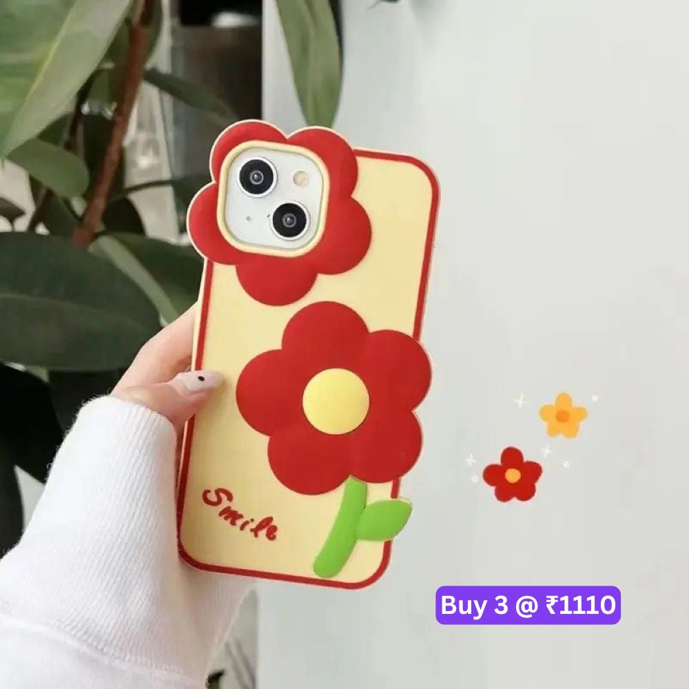 3D Flower Cartoon Shockproof Silicone Soft Cover - iPhone 14 Pro