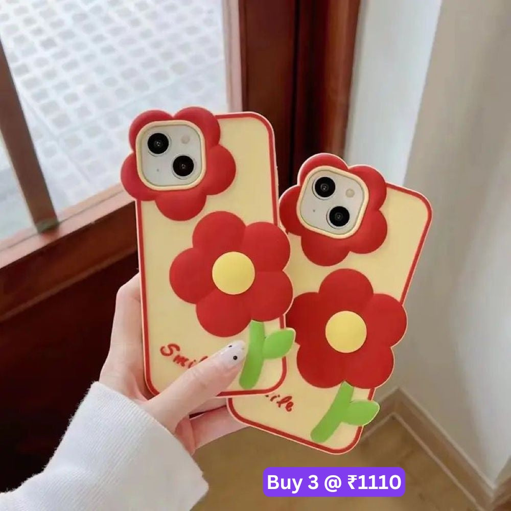 3D Flower Cartoon Shockproof Silicone Soft Cover - iPhone 14 Pro