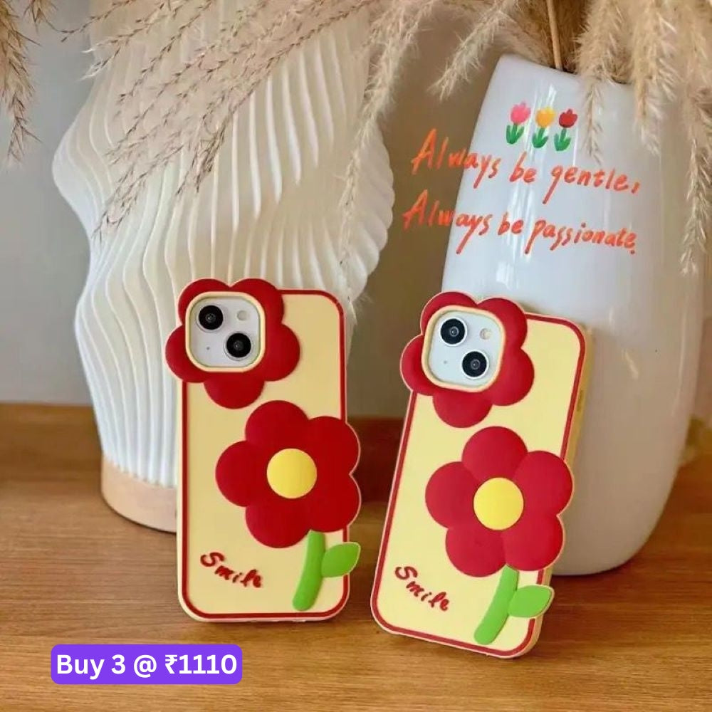 3D Flower Cartoon Shockproof Silicone Soft Cover - iPhone 14 Pro