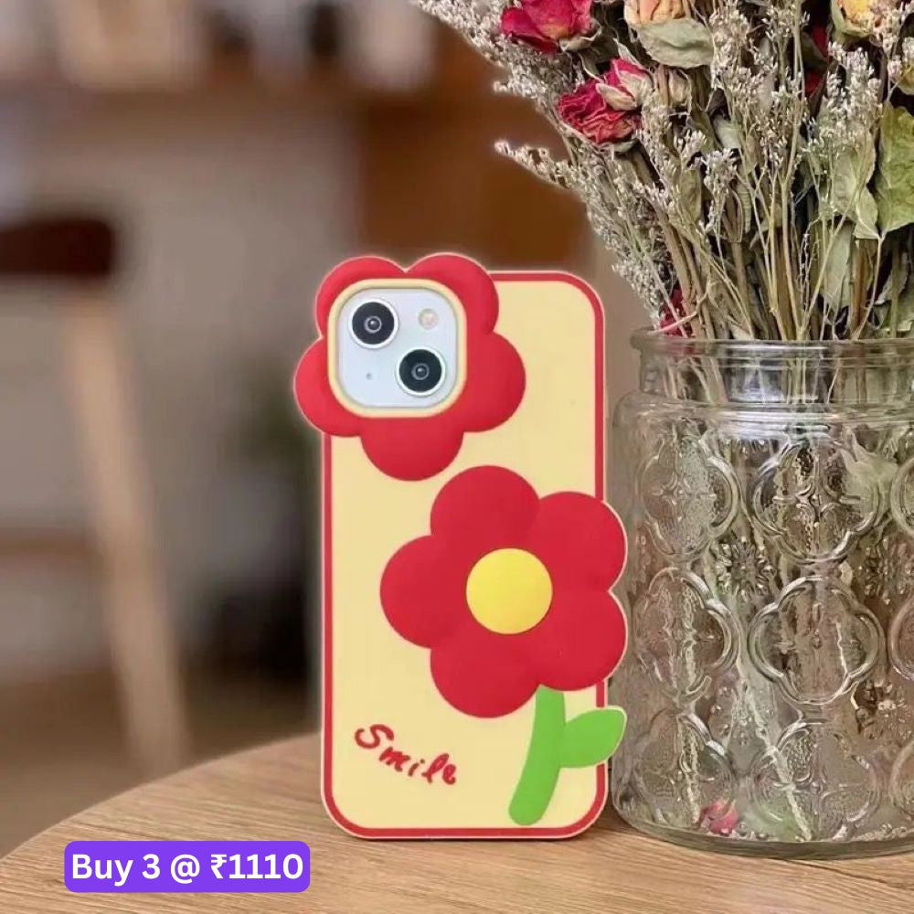 3D Flower Cartoon Shockproof Silicone Soft Cover - iPhone 14 Pro